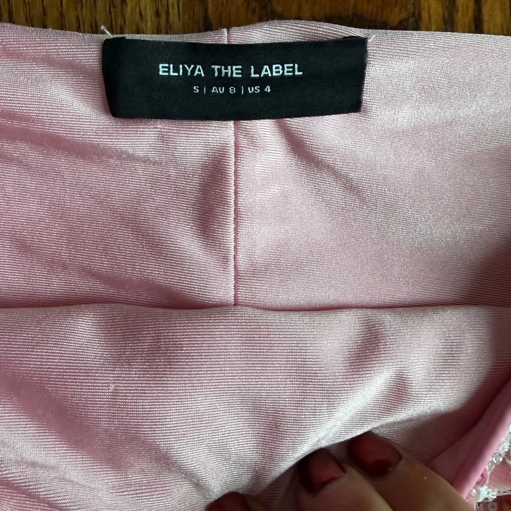 Eliya The Label Alyce Pink Sequin Flare Pants US 4 High Waist SOLD OUT - Picture 6 of 12